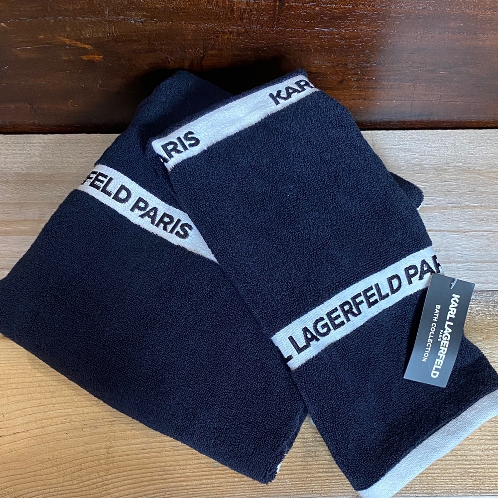 Karl Lagerfeld Black and White Bath Towels